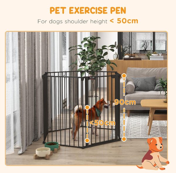 AllMyPets Cancelletto per Cani Taglia Media Pieghevole e Modulabile in Metallo e Plastica 123x102x90 cm colore Nero - D93DHBK