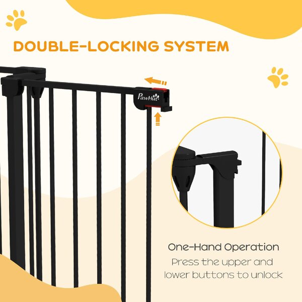 AllMyPets Cancelletto per Cani Taglia Media a 3 Pannelli con Doppio Sistema di Blocco 206x90 cm colore Nero - D94DHBK