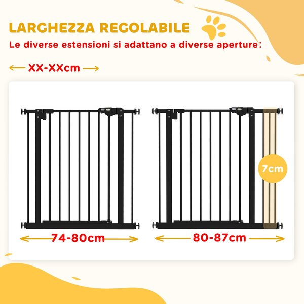 AllMyPets Cancellino per Cani a 2 Estensioni con Larghezza Regolabile fino 100 cm e Chiusura Automatica colore Nero - K587BK