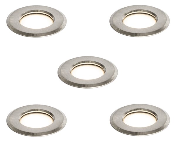 Set di 5 faretti da incasso moderni in alluminio con LED IP67 - Linsey