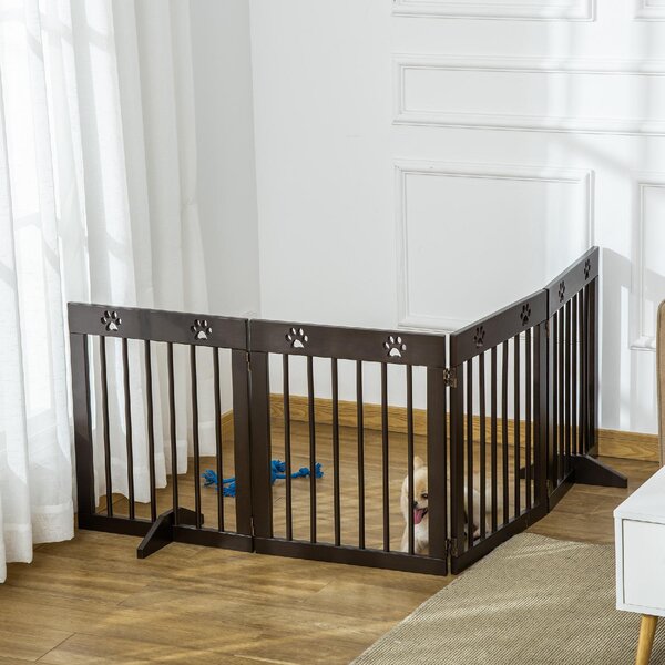AllMyPets Cancelletto per Cani Taglia Piccola Pieghevole in Legno di Pino 204x30x61 cm colore Marrone - D0DH4BNMAR