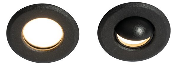 Set di 5 faretti da incasso moderni neri con LED IP67 - Linsey