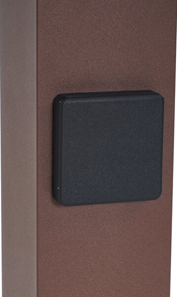 Lampada da esterno industriale color marrone ruggine con vetro fumé 70 cm con sensore crepuscolare IP44 - Denmark