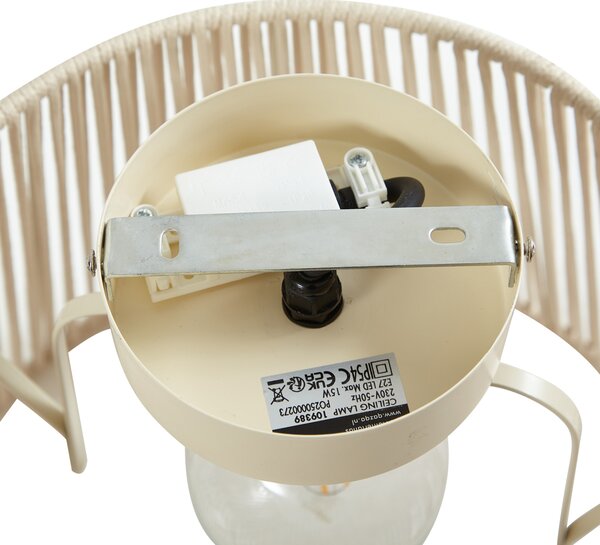 Plafoniera da esterno Japandi con corda beige IP54 - Jayla