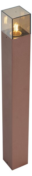Lampada da esterno industriale color marrone ruggine con vetro fumé 70 cm con sensore crepuscolare IP44 - Denmark