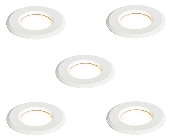 Set di 5 faretti da incasso moderni bianchi con LED IP67 - Linsey