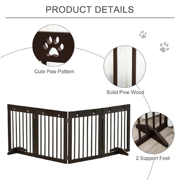 AllMyPets Cancelletto per Cani Taglia Piccola Pieghevole in Legno di Pino 204x30x61 cm colore Marrone - D0DH4BNMAR
