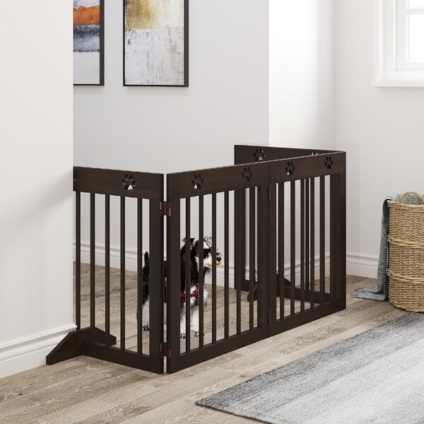 AllMyPets Cancelletto per Cani Taglia Piccola Pieghevole in Legno di Pino 204x30x61 cm colore Marrone - D0DH4BNMAR