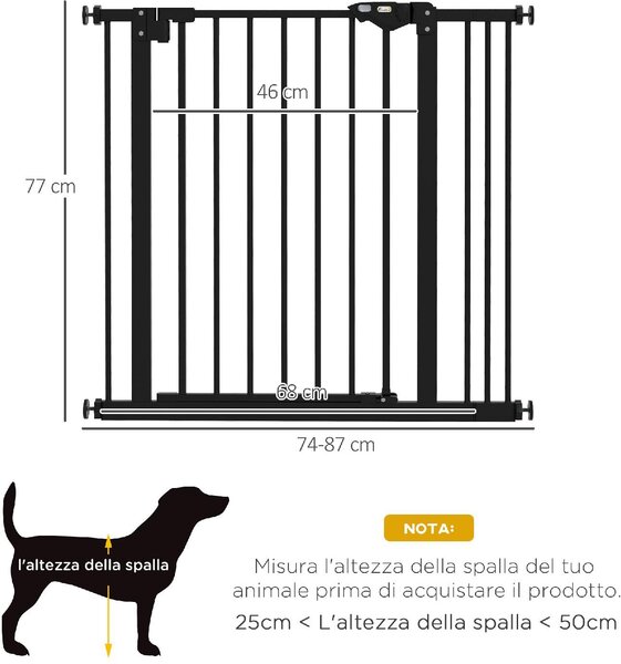 AllMyPets Cancellino per Cani a 2 Estensioni con Larghezza Regolabile fino 100 cm e Chiusura Automatica colore Nero - K587BK