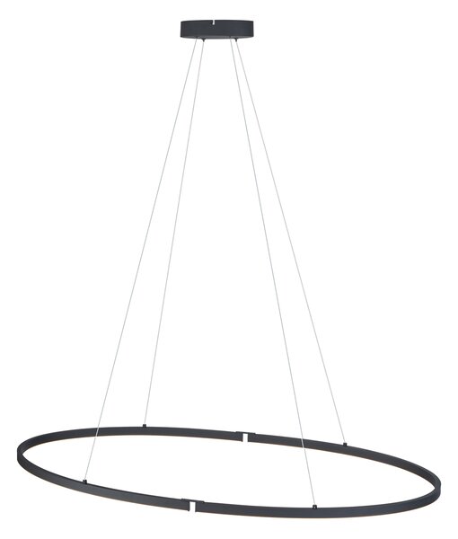 Lampada a sospensione di design nera ovale 120 cm con LED dimmerabile a 3 livelli - Ovallo