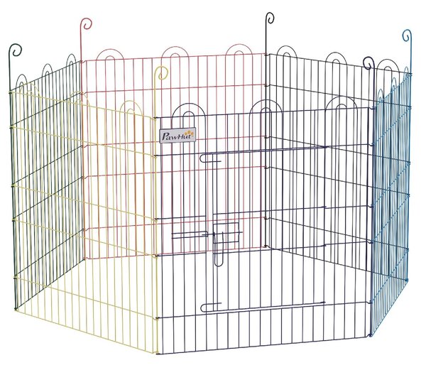 AllMyPets Cancellino per Cani a 6 Pannelli in Metallo con Chiusura a Scatto 120x60 cm colore Multicolore - MX-D0MR