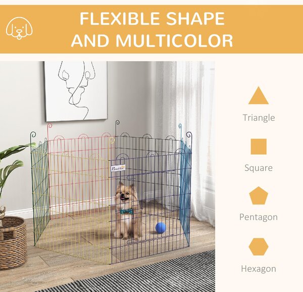 AllMyPets Cancellino per Cani a 6 Pannelli in Metallo con Chiusura a Scatto 120x60 cm colore Multicolore - MX-D0MR