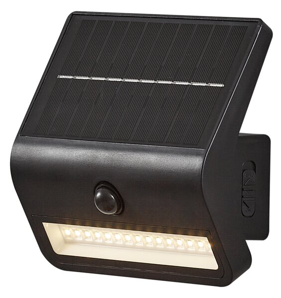 Applique da esterno nera con LED IP54 con sensore di movimento solare - Floody