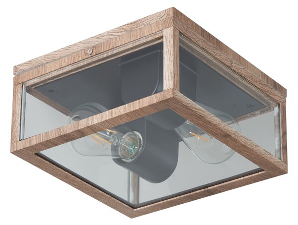 Plafoniera industriale stampa legno IP44 2 luci - Charlois