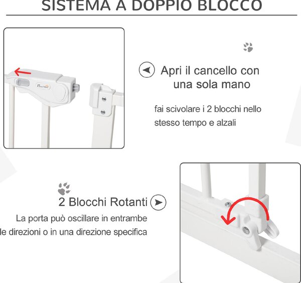 AllMyPets Cancellino per Cani a 3 Estensioni con Larghezza Regolabile 74-148 cm e Chiusura Automatica colore Bianco - WTA478F