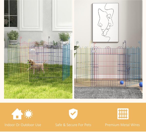 AllMyPets Cancellino per Cani a 6 Pannelli in Metallo con Chiusura a Scatto 120x60 cm colore Multicolore - MX-D0MR