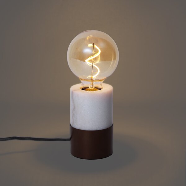 Lampada da tavolo moderna bronzo con marmo bianco - Marissa