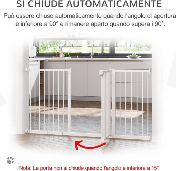 AllMyPets Cancellino per Cani a 3 Estensioni con Larghezza Regolabile 74-148 cm e Chiusura Automatica colore Bianco - WTA478F