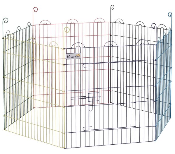 AllMyPets Cancellino per Cani a 6 Pannelli in Metallo con Chiusura a Scatto 120x60 cm colore Multicolore - MX-D0MR