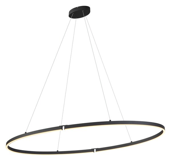 Lampada a sospensione di design nera ovale 120 cm con LED dimmerabile a 3 livelli - Ovallo