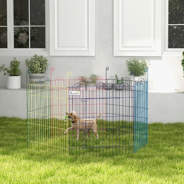 AllMyPets Cancellino per Cani a 6 Pannelli in Metallo con Chiusura a Scatto 120x60 cm colore Multicolore - MX-D0MR