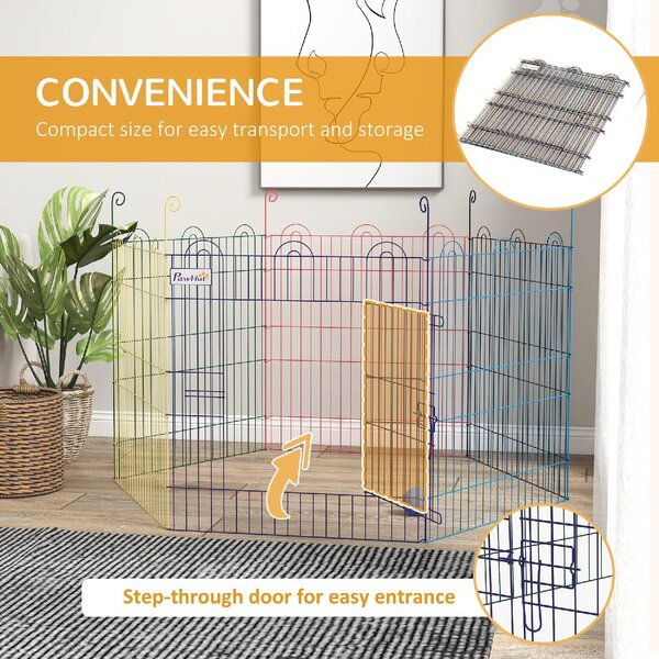 AllMyPets Cancellino per Cani a 6 Pannelli in Metallo con Chiusura a Scatto 120x60 cm colore Multicolore - MX-D0MR