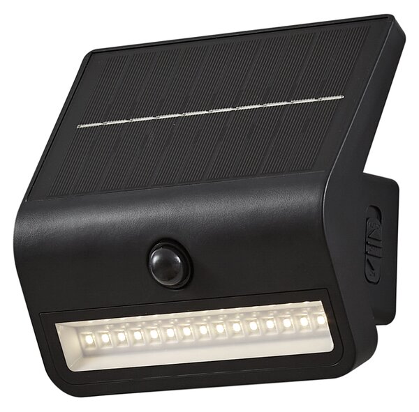Applique da esterno nera con LED IP54 con sensore di movimento solare - Floody