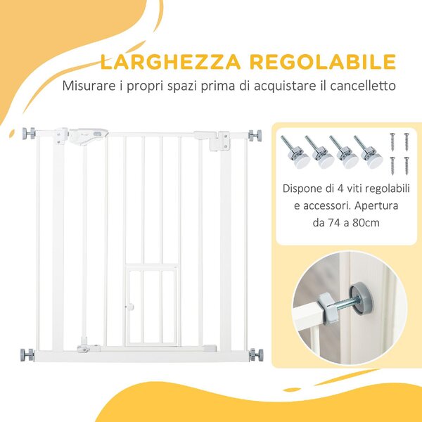 AllMyPets Cancellino per Cani con Porta Piccola Montaggio a Pressione e Chiusura Automatica 74-80x76.2 cm colore Bianco - WTA479F