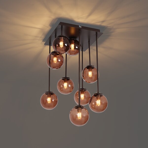 Plafoniera di design bronzo con vetro bronzo 9 luci - Athens