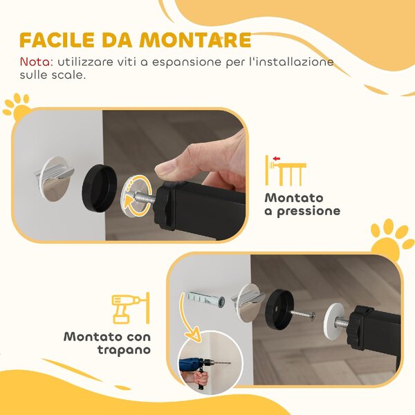 AllMyPets Cancellino per Cani e Animali Domestici con Chiusura Automatica per Scale e Ingressi 68x77 cm colore Nero - BKZ376