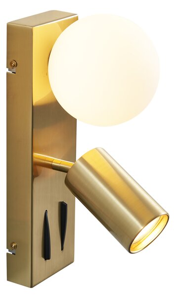 Lampada da parete moderna in ottone a 2 luci regolabile con porta USB-C - Lesly