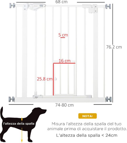AllMyPets Cancellino per Cani con Porta Piccola Montaggio a Pressione e Chiusura Automatica 74-80x76.2 cm colore Bianco - WTA479F