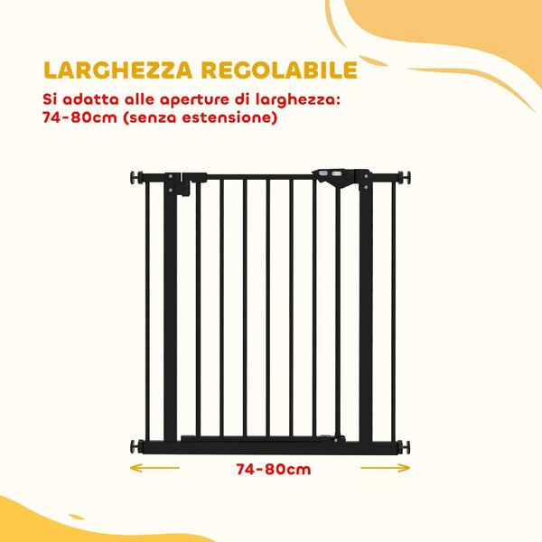 AllMyPets Cancellino per Cani e Animali Domestici con Chiusura Automatica per Scale e Ingressi 68x77 cm colore Nero - BKZ376