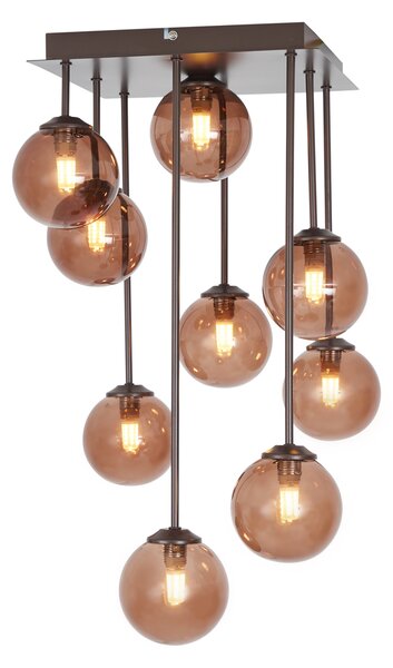 Plafoniera di design bronzo con vetro bronzo 9 luci - Athens
