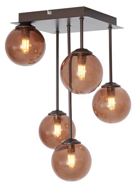 Plafoniera di design bronzo con vetro bronzo 5 luci - Athens