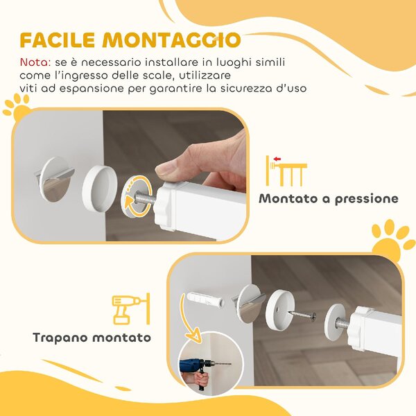 AllMyPets Cancellino per Cani e Gatti Estensibile con Gattaiola Integrata in Acciaio e ABS 75-85x2x76 cm colore Bianco
