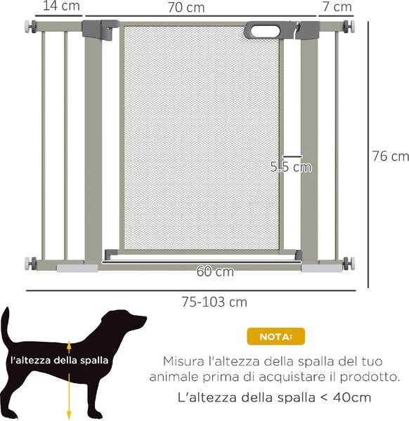 AllMyPets Cancellino per Cani Estensibile a Pressione con Chiusura Automatica 75-103x76 cm colore Grigio - GYA480F