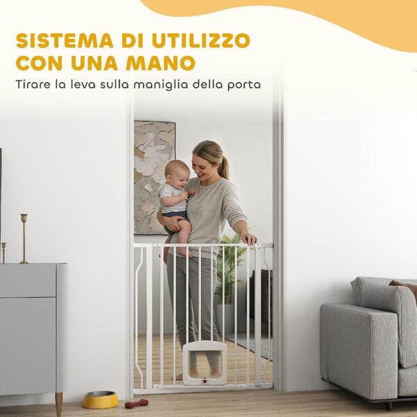 AllMyPets Cancellino per Cani e Gatti Estensibile con Gattaiola Integrata in Acciaio e ABS 75-85x2x76 cm colore Bianco
