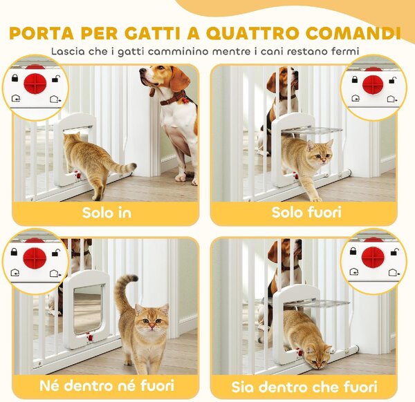 AllMyPets Cancellino per Cani e Gatti Estensibile con Gattaiola Integrata in Acciaio e ABS 75-85x2x76 cm colore Bianco
