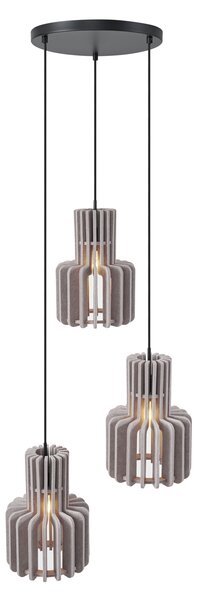 Lampada a sospensione retrò nera con 3 luci color tortora - Felt