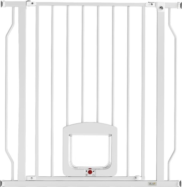 AllMyPets Cancellino per Cani e Gatti Estensibile con Gattaiola Integrata in Acciaio e ABS 75-85x2x76 cm colore Bianco
