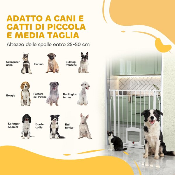 AllMyPets Cancellino per Cani e Gatti Estensibile con Gattaiola Integrata in Acciaio e ABS 75-85x2x76 cm colore Bianco