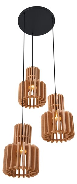 Lampada a sospensione retrò nera con arancione 3 luci - Felt