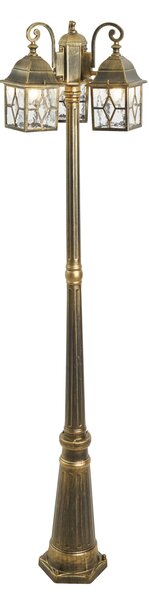 Lanterna da esterno classica oro antico con vetro trasparente 198cm IP44 - London