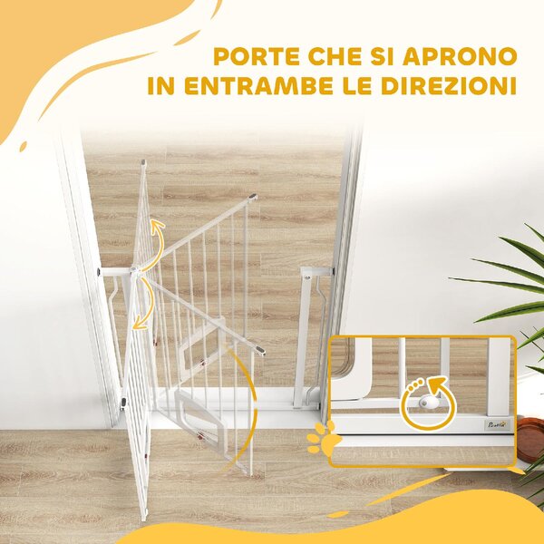 AllMyPets Cancellino per Cani e Gatti Estensibile con Gattaiola Integrata in Acciaio e ABS 75-85x2x76 cm colore Bianco