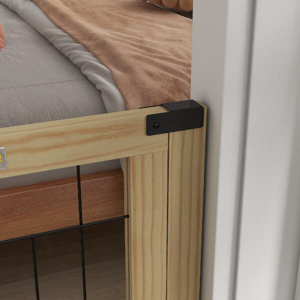 AllMyPets Cancellino per Cani Estensibile con Porta e 2 Pannelli Piedini Triangolari 112-159x70 cm colore Legno Naturale