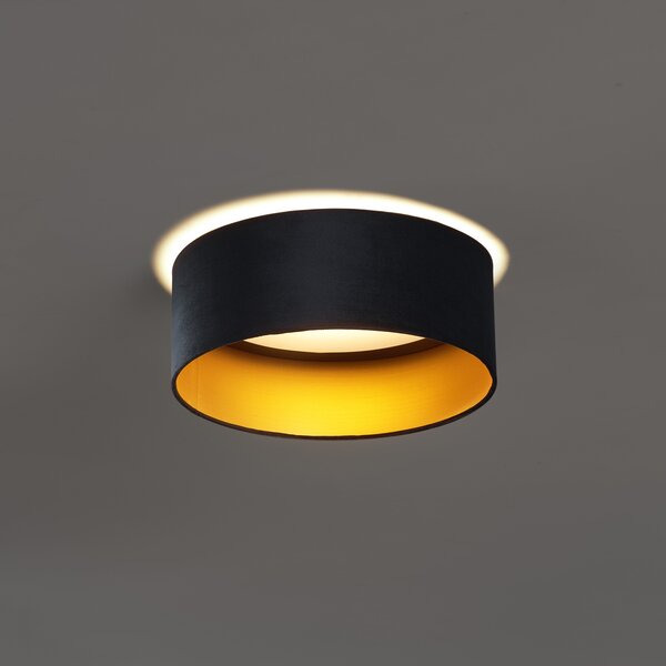 Plafoniera moderna in velluto nero 40cm con LED dimmerabile a 3 livelli - Sue