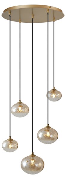 Lampada a sospensione Art Déco oro con vetro ambrato - Jia