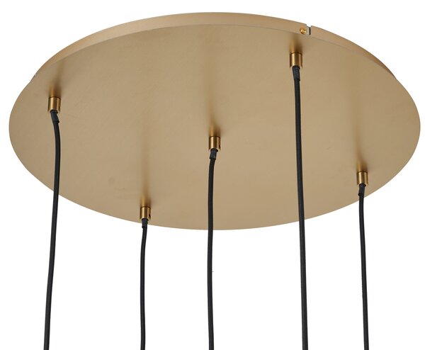 Lampada a sospensione Art Déco oro con vetro opale 5 luci - Yani