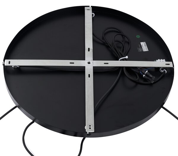 Lampada a sospensione Art Déco nera con vetro fumé rotondo a 4 luci - Bao